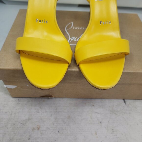 Christian Louboutin O Marylin Leather Yellow Strappy Heel Sandal - Picture 8 of 13
